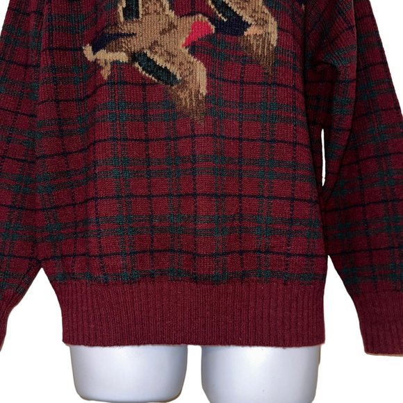 Rare Vintage Ralph Lauren Mallard Duck Sweater Mens L Wool Plaid Christmas - Picture 3 of 11